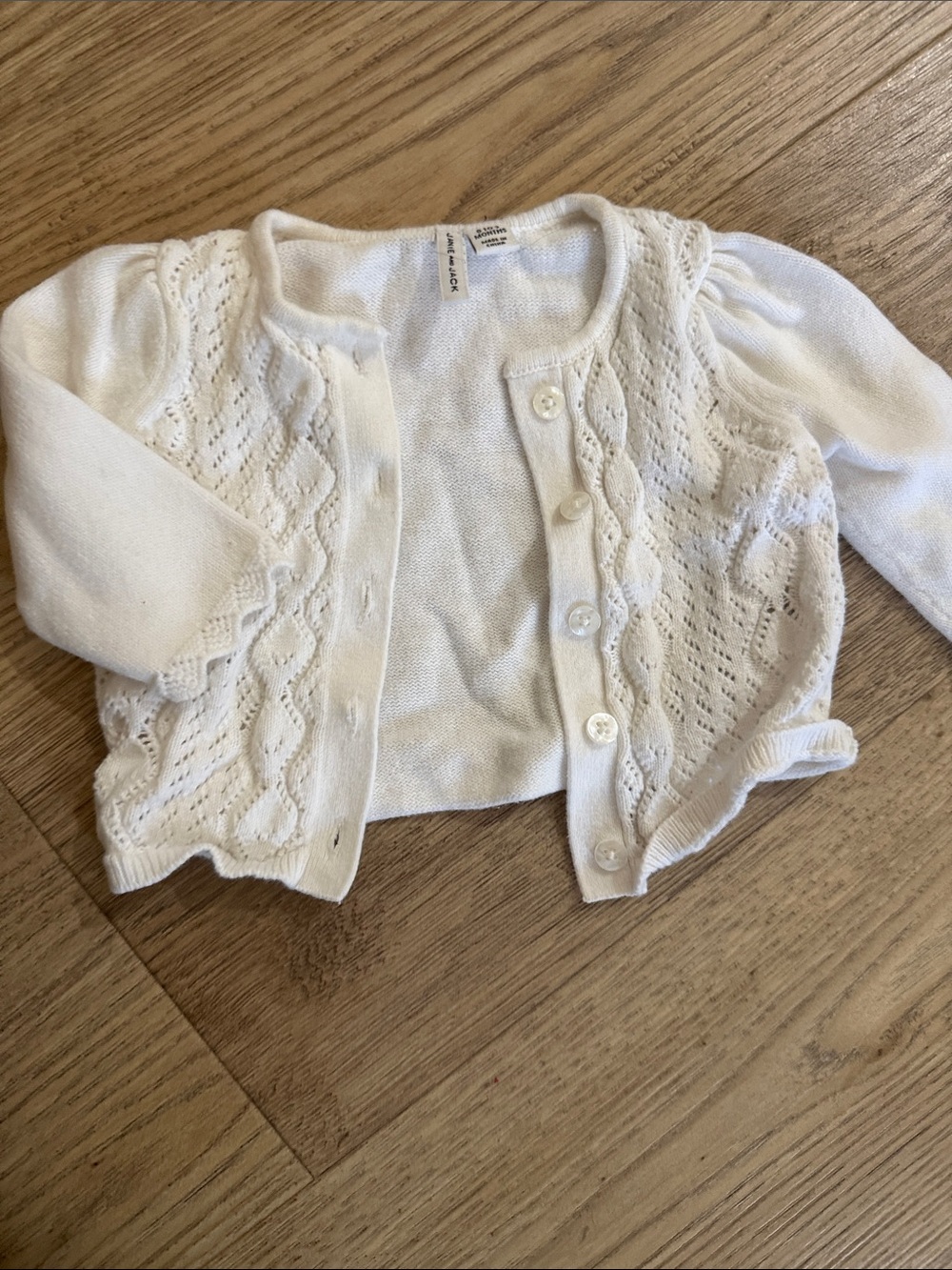 Janie and Jack Cream Knit Baby Cardigan with Button Front